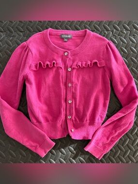 Newberry Fuchsia Ruffle Cardigan. Girls Size 7.